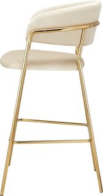 Scaun de bar de design, ţesătură bej Velvet/gold crom auriu, DASMIN TIP 2