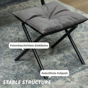 HOMCOM Set Fotoliu cu Suport pentru Picioare, Spătar, Brațe și 2 Buzunare Laterale, 80x78x100 cm, Gri | Aosom Romania