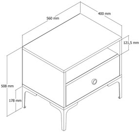 Noptieră Lizbon Walnut Anthracite