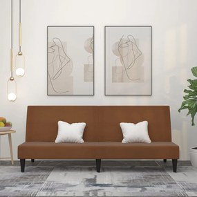 340671 vidaXL Canapea extensibilă cu 2 locuri, maro, textil microfibră
