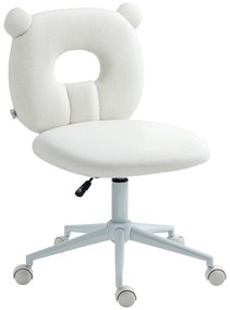 HOMCOM Scaun de birou reglabil în înălțime, cu căptușeală Teddy, 50 cm x 56 cm x 90 cm, Alb | Aosom Romania