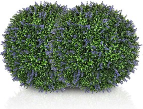 HOMCOM Set de 2 Plante Artificiale Sferice cu Flori de Lavandă, Ø42 cm, Violet | Aosom Romania