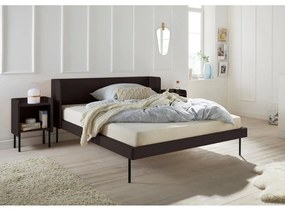 Pat matrimonial negru cu aspect de lemn de stejar 180x200 cm Wrap – Bonami Selection