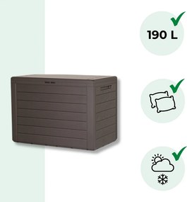 Cutie de depozitare WOODEBOX, 190L, 78x44x55cm, maro închis Prosperplast