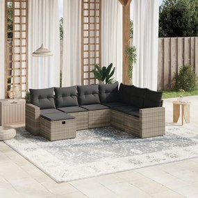 vidaXL Set canapele de grădină cu perne, 7piese gri deschis poliratan