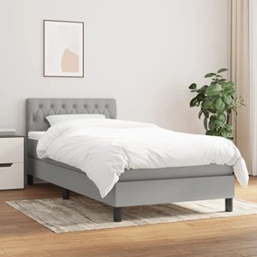 vidaXL Pat box spring cu saltea, gri deschis, 100x200 cm, textil