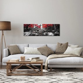 Tablou - Cascade în peisajul de toamnă (cu ceas) (90x30 cm)