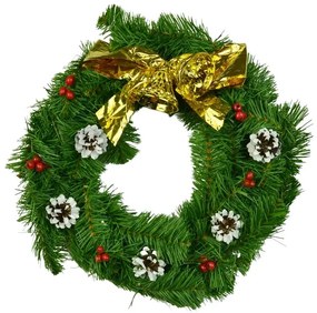 Coronita decorata rosu auriu 35cm cu conuri