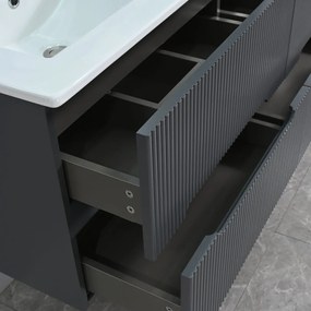 Trent 120 dulap de baie inferior cu chiuvetă ceramică 4 sertare, gri antracit
