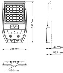 Lampă stradală solară LED VIA 50W/5000mAh 3,2V 6000K IP65 + DO