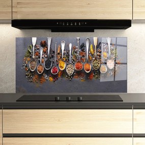 Panou Sticla Bucatarie, 60x150cm, Protectie aragaz, Antistropi, Termorezistent, Alimente, Condimente, Spices Black Board