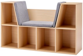 HOMCOM 2 în 1 Raft pentru copii Raft + Scaun inclus Pernă 103 cm × 30 cm × 62 cm Alb + Gri | Aosom Romania