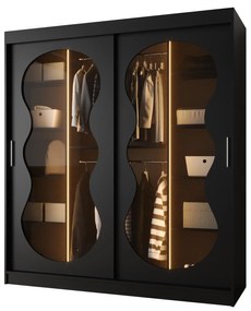 Dulap de haine 180 cm Boomer 3 (Negru) (cu iluminat). 1126282