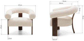 Fotoliu design crem KOKEI ALIA, decor nuc