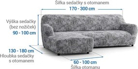 Gaico Huse bielastice MARMO gri canapea cu otoman stânga (l. 170 - 300 cm)