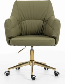 HR840K Scaun Khaki Piele Ecologica Premium Soft cu Bază Aurie