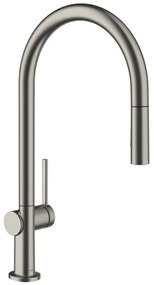 Baterie bucatarie cu dus extractibil gri periat Hansgrohe Talis M54 210 cu 2 jeturi 72801340