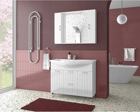 Set dulap baza suspendat alb si lavoar Drop Ritmo 95 cm