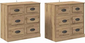 vidaXL Bufeturi cu sertar 2 pcs Stejar Artizanal 70 x 35,5 x 67,5 cm