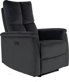 Fotoliu recliner NEPTUN, negru, stofa catifelata/metal, 76x94/160x96 c