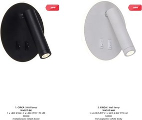Aplica de perete cu spot LED directionabil CIRCA negru
