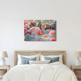 Tablou - Flamingo în iaz (90x60 cm)