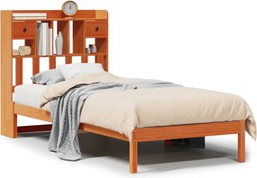 vidaXL Pat bibliotecă fără saltea maro ceruit 75x190 cm lemn masiv pin