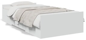 3280335 vidaXL Cadru de pat cu sertare, alb, 90x200 cm, lemn prelucrat