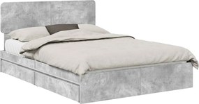 vidaXL Pat cu storage Gri din beton 150 x 200 cm Lemn compozit