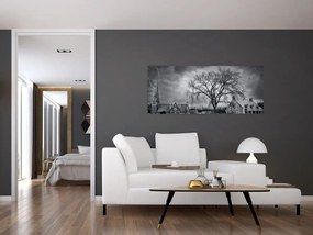 Tablou cu sat alb negru (120x50 cm)