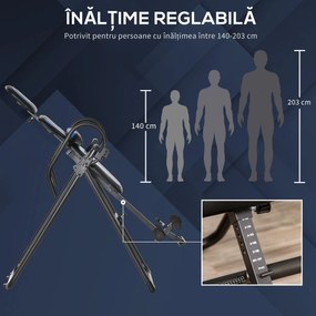 HOMCOM Bancă de Inversie Pliabilă cu Roți și Reglare de la 140-203cm Negru | Aosom Romania