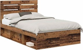 vidaXL Cadru de pat Lemn vechi 120 x 190 cm Lemn de pin masiv