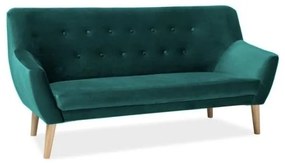 Canapea Nordic III Velvet, verde/lemn natural