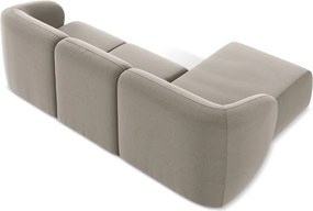 Colțar maro deschis cu tapițerie din catifea (cu colț pe partea stângă/cu șezlong) Lani – Makamii