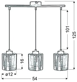 Lustră pe cablu COX 3xE27/60W/230V auriu