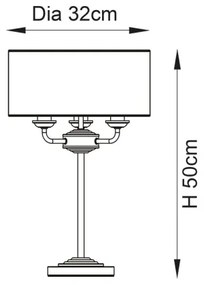 Endon 98932 - Lampă de masă HIGHCLERE 3xE14/18W/230V, alb/alamă, diametru 32 cm