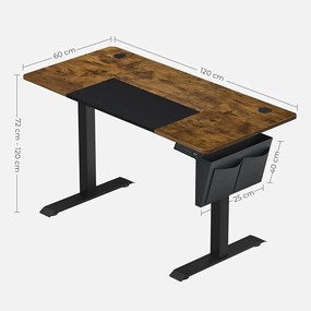 BII4 - Birou electric 120 cm, inaltime reglabila, masa office industriala - Maro