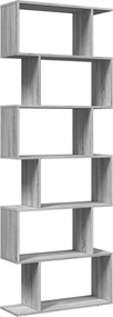 vidaXL Bibliotecă/separator 6 niveluri sonoma gri 70x24x193 cm lemn