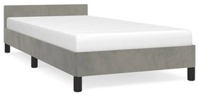347543 vidaXL Cadru de pat cu tăblie, gri deschis, 90x190 cm, catifea