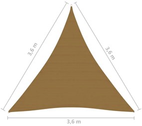 Panza parasolar, gri taupe, 3,6x3,6x3,6 m, HDPE, 160 g m   Gri taupe, 3.6 x 3.6 x 3.6 m