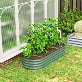 Outsunny Paturi Inaltate Galvanizate pentru Gradina, Cutie Inaltata din Metal cu Margine de Siguranta, pentru Cultivarea Florilor, Ierburilor, Verde