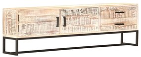 vidaXL Comodă TV, 140 x 30 x 45 cm, alb, lemn masiv de acacia
