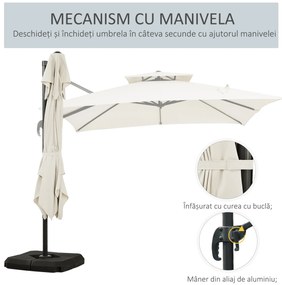 Outsunny Umbrelă de Grădină 2.7x2.7 m Reglabilă cu Bază și Husă Bej | Aosom Romania