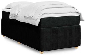 vidaXL Pat box spring cu saltea, negru, 90x200 cm, textil