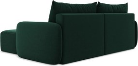 Colțar verde închis extensibil/cu spațiu de depozitare cu tapițerie din catifea (cu colț pe partea dreaptă/cu șezlong) Kalena – Makamii