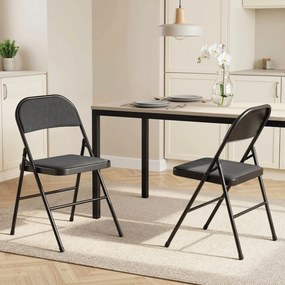 HOMCOM Set de 2 scaune pliante pentru sufragerie, portabile, cadru din oțel dim. 45l x 46P x 78H cm negru | Aosom Romania