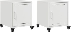 vidaXL Noptiere, 2 buc., alb, 36x39x43,5 cm, oțel