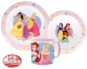 Prințesele Disney Set de masă True, set din plastic micro cu cană de 265 ml