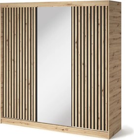 Dulap cu uși glisante Emerio III, 180x60x204 cm – Stejar Artisan