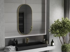 Mexen Loft oglindă de baie ovală 100 x 50 cm, ramă aurie periată - 9851-100-050-000-50